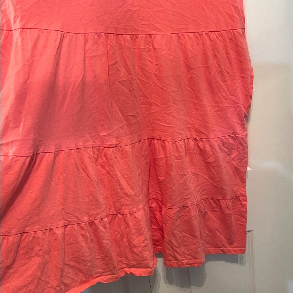 Time and Tru Bright Coral flutter sleeve tiered knit dress - Picture 4 of 6